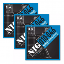 Kit 3 Encordoamento Cordas De Guitarra Nig N-64 010