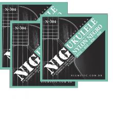 3 Encordoamento Nig N304 Ukulele Soprano Nylon Preto 