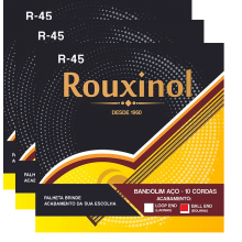 Kit 3 Encordoamente Rouxinol R45-BE P/Bandolim Aço - 10 Cordas