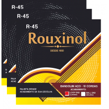 Kit 3 Encordoamente Rouxinol R45-LE P/Bandolim Aço - 10 Cordas