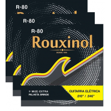 Encordoamento Rouxinol Para Guitarra 010 R-80 Kit Com 3