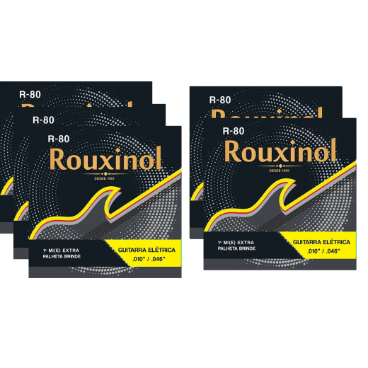 Encordoamento Rouxinol Para Guitarra 010 R-80 Kit Com 5